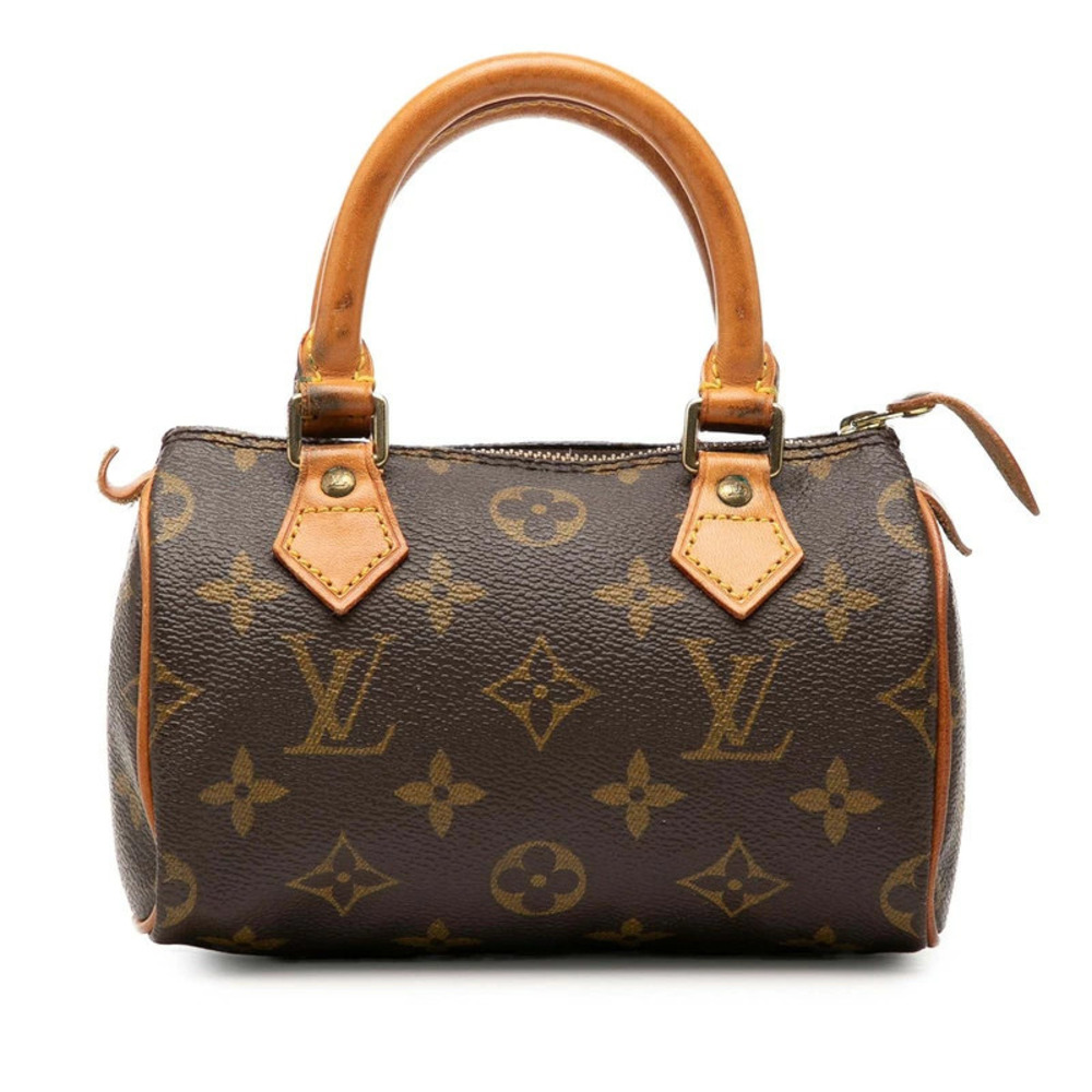 Louis Vuitton Monogram Speedy Handbag Brown Leather